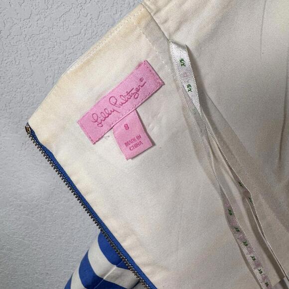 Lilly Pulitzer Maybell Strapless Dress Swizzle Stripe‎ Worth Blue Womens Size 8 - Picture 5 of 5